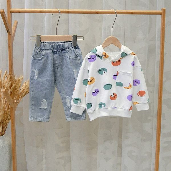 Bluza sport pentru copii cu gluga pentru baieti in alb si albastru