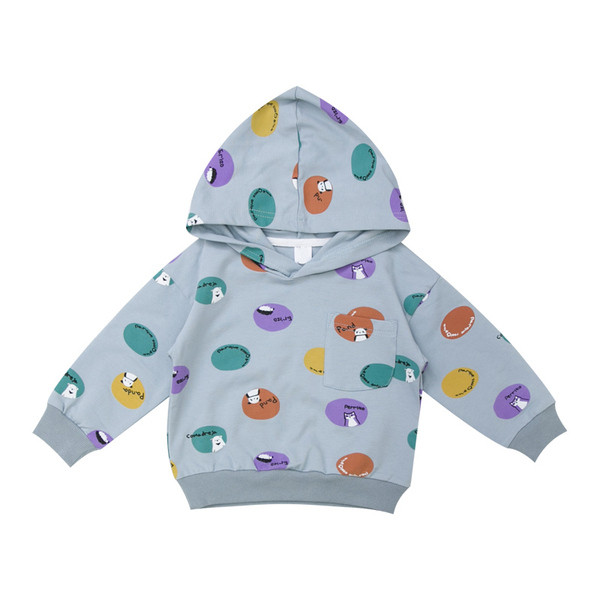 Bluza sport pentru copii cu gluga pentru baieti in alb si albastru