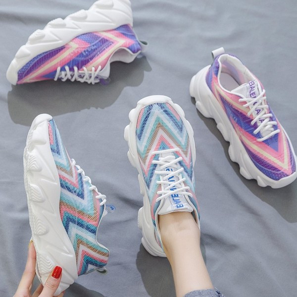 Tenisi casual dama cu sireturi in doua culori cu model de culoare