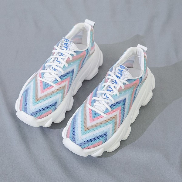 Tenisi casual dama cu sireturi in doua culori cu model de culoare