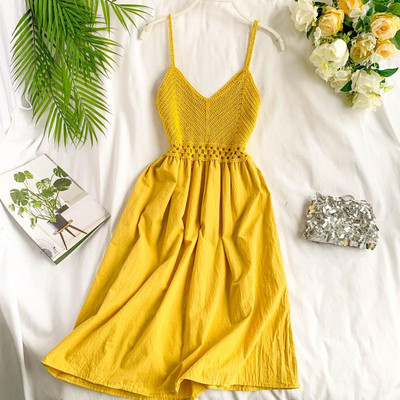 Rochie moderna de dama cu bretele subtiri si decolteu in V in mai multe culori