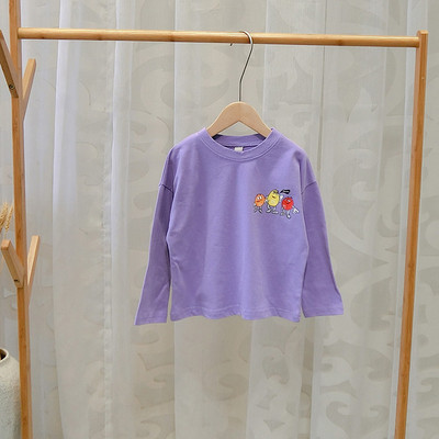 Bluză casual pentru copii cu aplicație în verde și violet