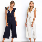 Salopeta de dama cu decolteu in V in doua culori