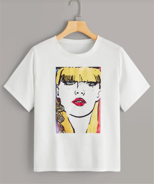 Tricou de damă de zi cu zi cu aplicație albă