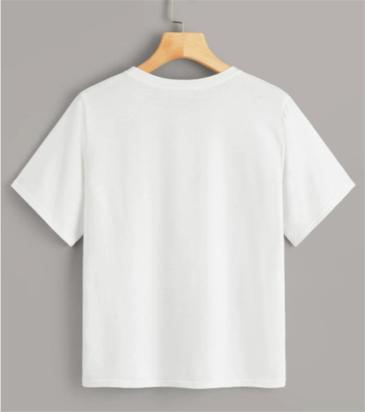 Tricou de damă de zi cu zi cu aplicație albă