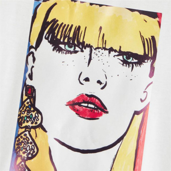 Tricou de damă de zi cu zi cu aplicație albă