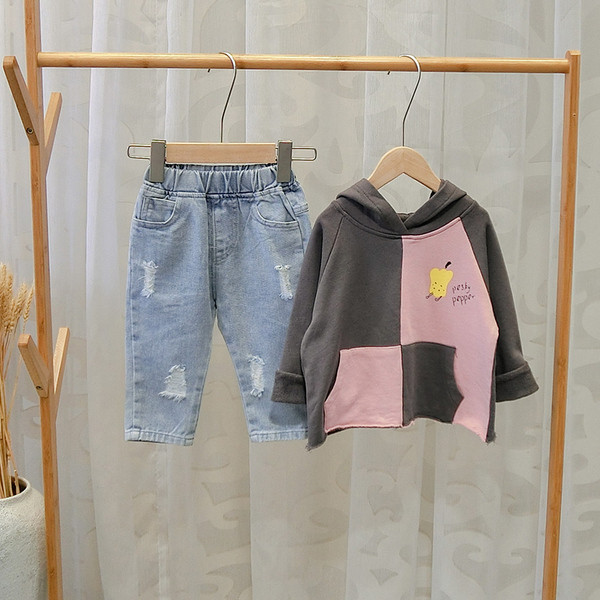 Hanorac zilnic pentru copii pentru baieti cu gluga - doua culori