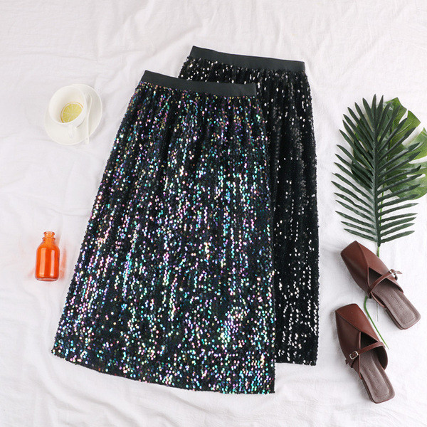 Fusta de dama moderna in trei culori cu paiete