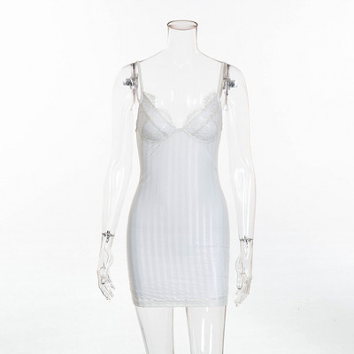 Rochie moderna de dama cu dantela in alb si negru