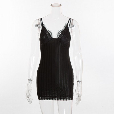 Rochie moderna de dama cu dantela in alb si negru