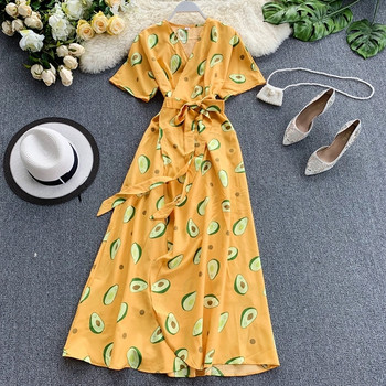 Rochie de vara dama cu maneci scurte si motiv floral