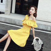 Rochie de dama moderna - model croiat in doua culori