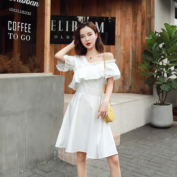 Rochie de dama moderna - model croiat in doua culori