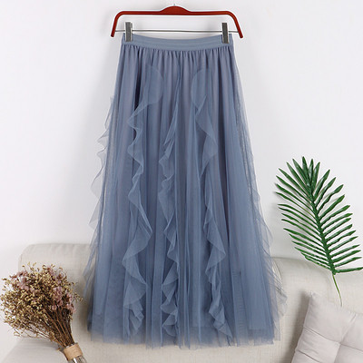 Fusta de dama moderna in cinci culori cu tul