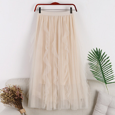 Fusta de dama moderna in cinci culori cu tul