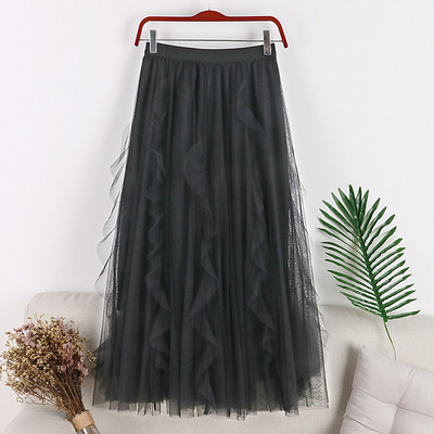 Fusta de dama moderna in cinci culori cu tul