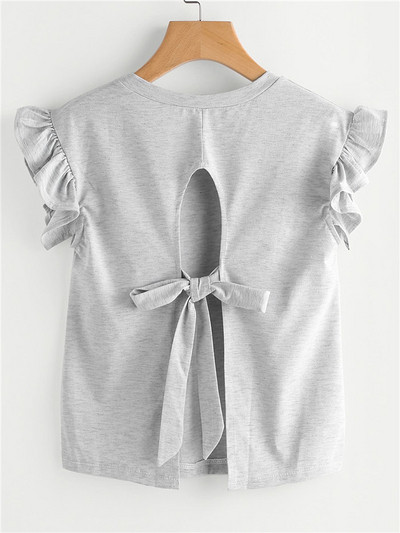 Tricou casual dama cu cravate si maneci scurte in mai multe culori