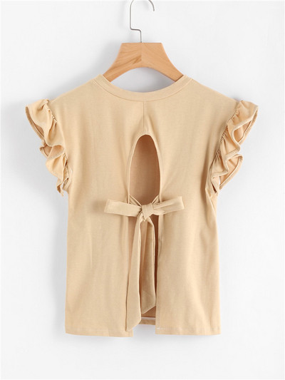 Tricou casual dama cu cravate si maneci scurte in mai multe culori