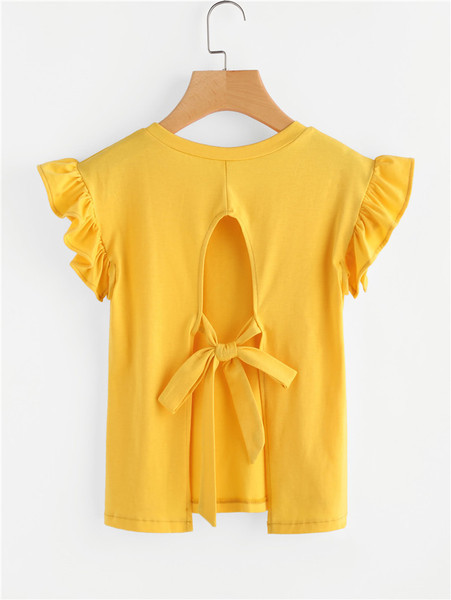 Tricou casual dama cu cravate si maneci scurte in mai multe culori