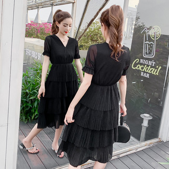 Rochie lunga dama casual cu maneca scurta in doua culori