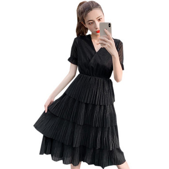 Rochie lunga dama casual cu maneca scurta in doua culori