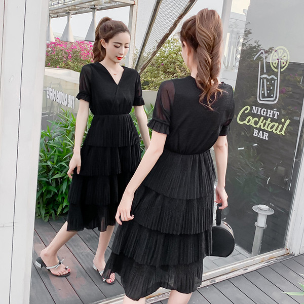 Rochie lunga dama casual cu maneca scurta in doua culori