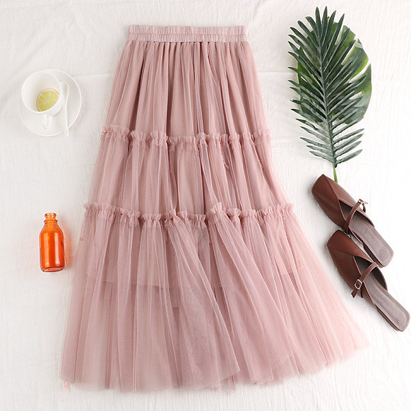 Fusta de dama eleganta in patru culori - cu tul