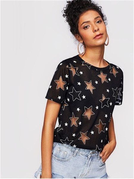 Tricou casual dama cu decolteu O in alb si negru