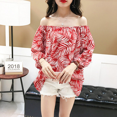 Bluza de dama cu umerii goi cu model floral