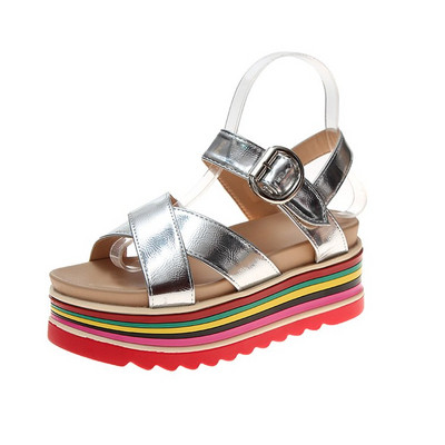 Sandale de dama colorate moderne in trei culori si inchidere metalica
