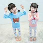 Pijamale pentru fete pentru copii cu aplicație în albastru și roz