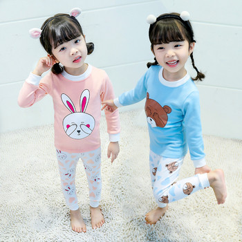 Детска пижама за момичета с апликация в син и розов цвят