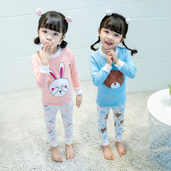 Детска пижама за момичета с апликация в син и розов цвят