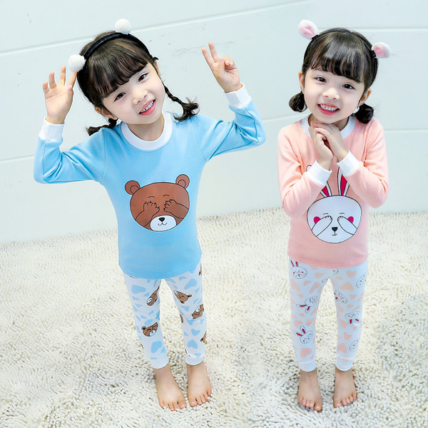 Pijamale pentru fete pentru copii cu aplicație în albastru și roz