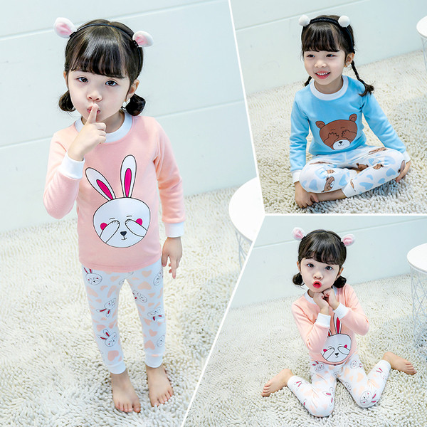 Pijamale pentru fete pentru copii cu aplicație în albastru și roz