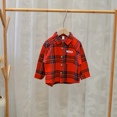 Cămașă modernă pentru copii în roșu și portocaliu pentru băieți