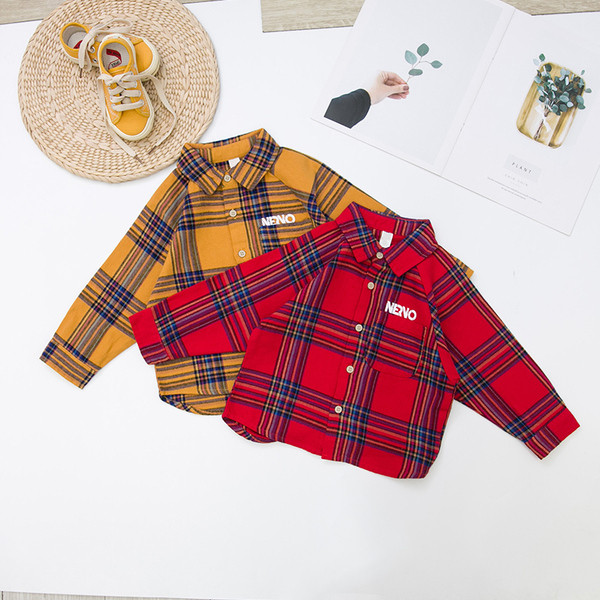 Cămașă modernă pentru copii în roșu și portocaliu pentru băieți