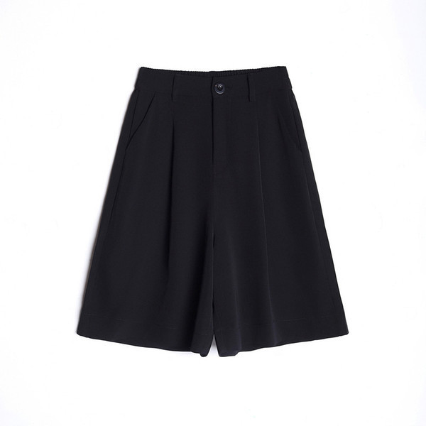 Pantaloni casual de dama in negru si rosu cu talie inalta