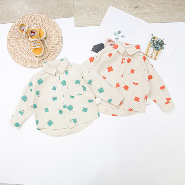 Cămașă modernă pentru copii cu mâneci lungi de culoare bej