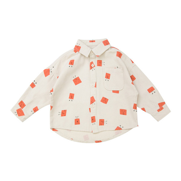 Cămașă modernă pentru copii cu mâneci lungi de culoare bej