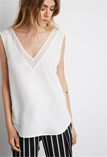 Maieu casual de damă, cu bretele largi și decolteu în V, în alb și negru