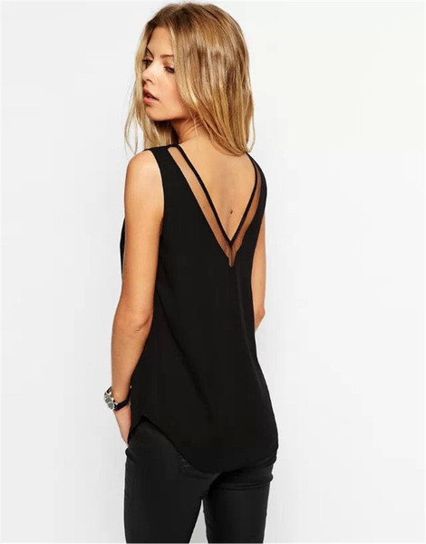 Maieu casual de damă, cu bretele largi și decolteu în V, în alb și negru