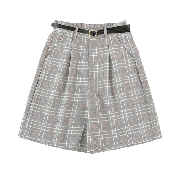 Pantaloni de damă în carouri cu talie înaltă - un model larg