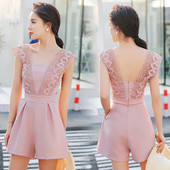 Salopeta de dama eleganta in trei culori cu dantela