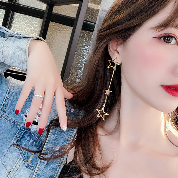 Cercei lungi de dama - de culoare auriu si argintiu