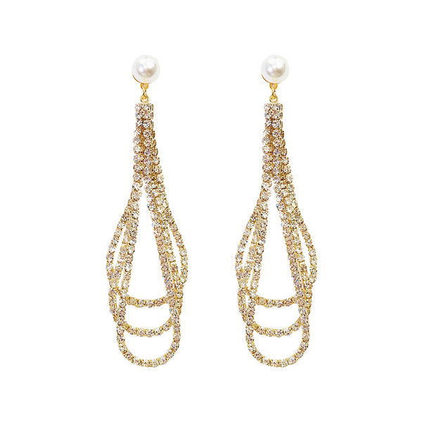 Cercei de dama cu pietre de culoare auriu si argintiu