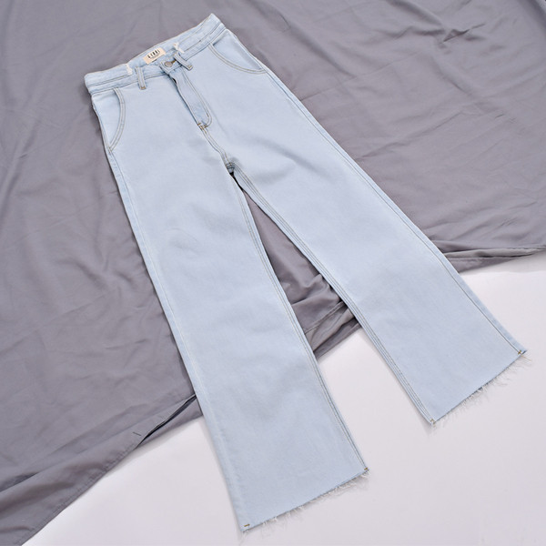 Blugi lungi de dama moderni cu talie inalta si buzunar in albastru