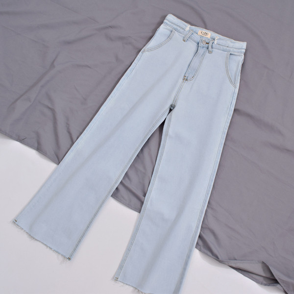 Blugi lungi de dama moderni cu talie inalta si buzunar in albastru