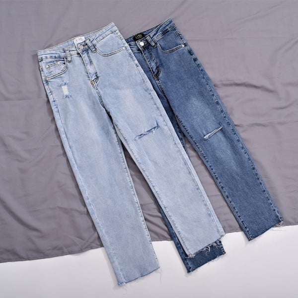 Дамски ежедневни дънки с разкъсан десен в три цвята