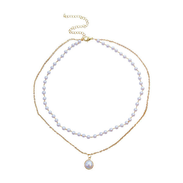 Colier de dama modern de culoare aurie - cu perle